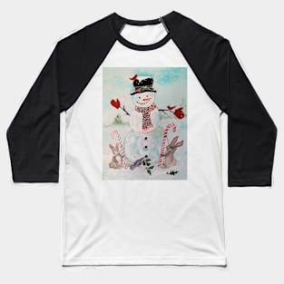 Snowman and Bunnies Baseball T-Shirt